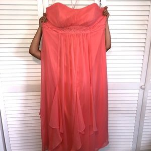 David’s bridal coral strapless dress
